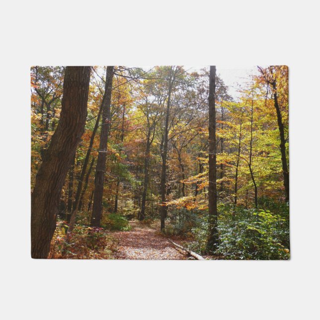 Sunlit Fall Trail in Laurel Hill State Park Doormat (Front)
