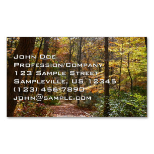 Sunlit Fall Trail in Laurel Hill State Park Magnetic Business Card