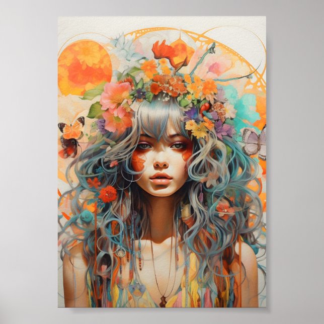 Sunlit Floral Portrait Poster (Front)
