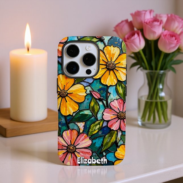 Sunlit Floral Stained Glass Case-Mate iPhone Case (Creator Uploaded)