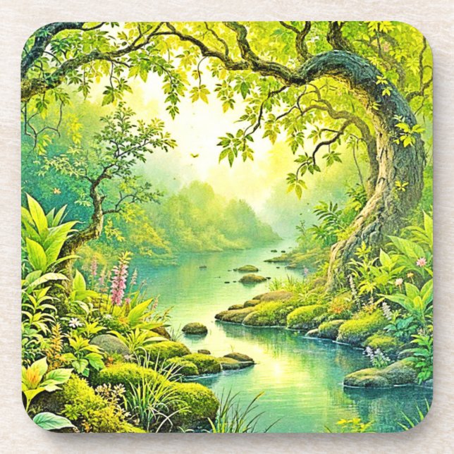 Sunlit Forest Landscape Coaster (Front)