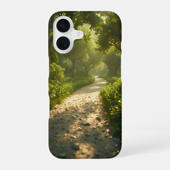 Sunlit Forest Path iPhone 16 Case (Back)