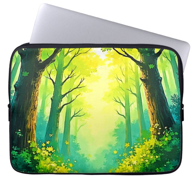 Sunlit Forest Path Laptop Sleeve (Front)