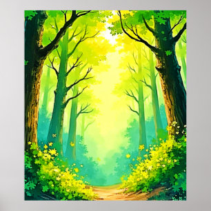 Sunlit Forest Path Poster