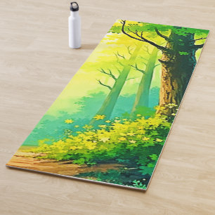 Sunlit Forest Path Yoga Mat