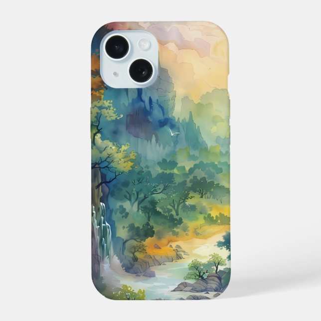 Sunlit Forest Valley Phone Case (Back)