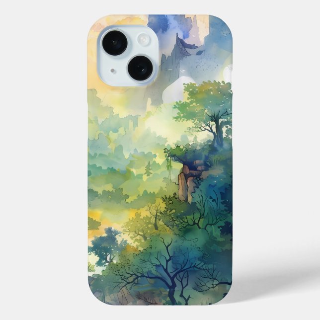 Sunlit Forest Valley Phone Case (Back)