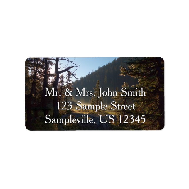 Sunlit Frosted Pine Trees at Dream Lake Label (Front)