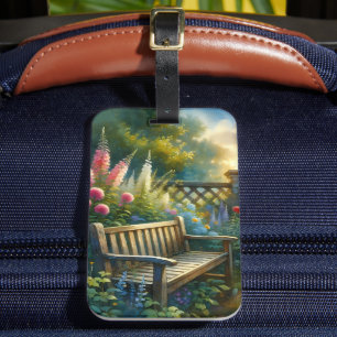 Sunlit Garden Pathway Gate Scene Luggage Tag