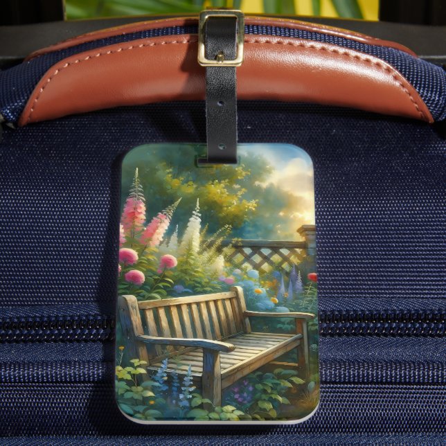 Sunlit Garden Pathway Gate Scene Luggage Tag (Front Insitu 2)