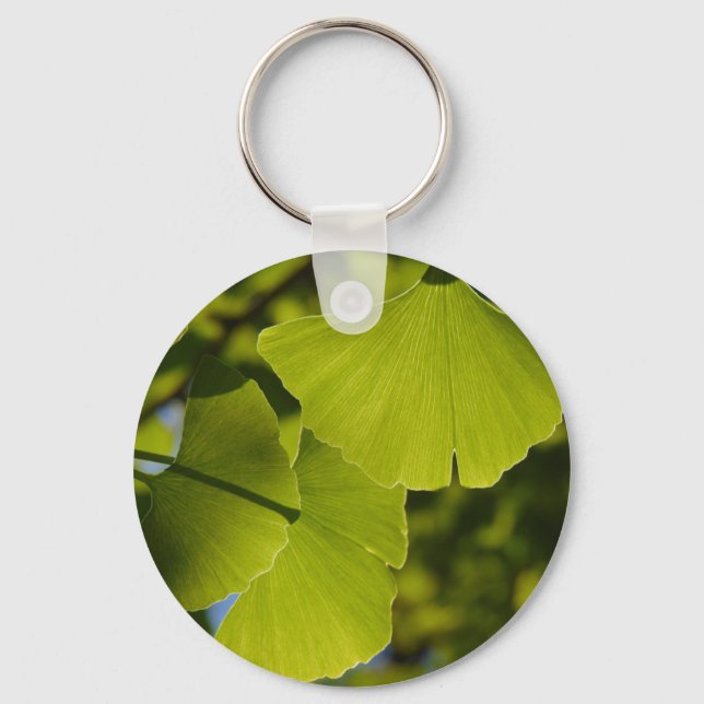 Sunlit Ginkgo Leaves Keychain (Front)