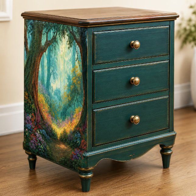 Sunlit Gnarled Bark Misty Teal Forest Decoupage Tissue Paper (Creator Uploaded)