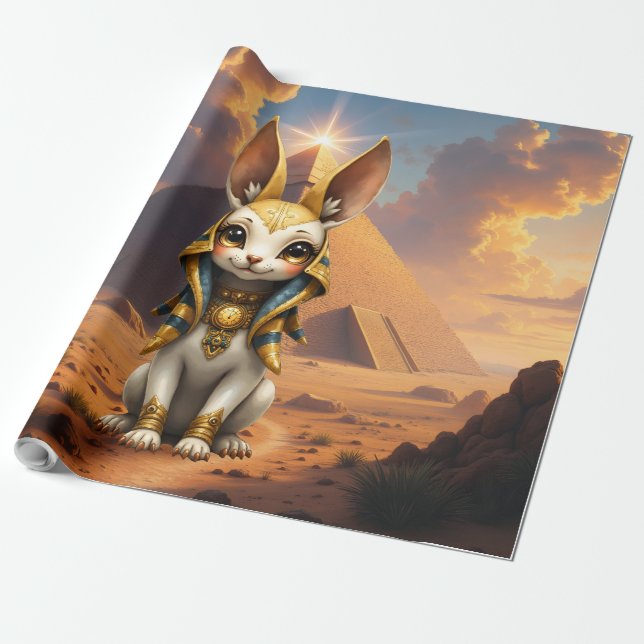 Sunlit Guardian – Desert Relic Bunny. Wrapping Paper (Unrolled)