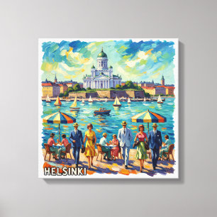 Sunlit Helsinki Waterfront Elegance Canvas Print