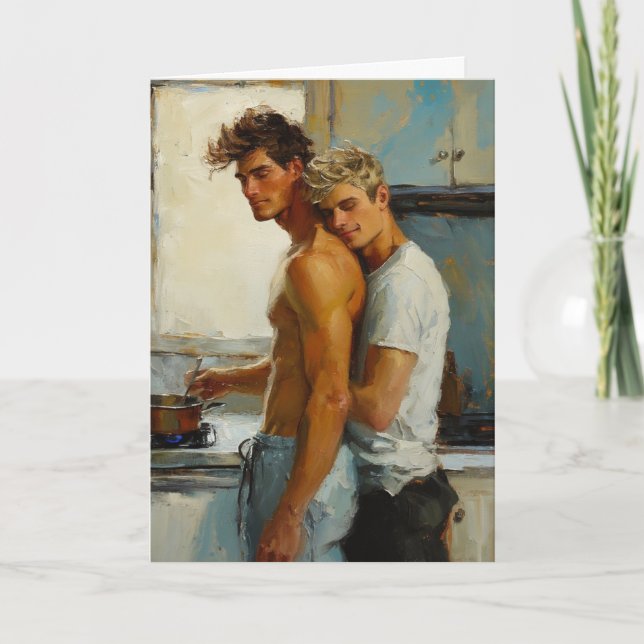 Sunlit Kitchen Embrace Card (Front)