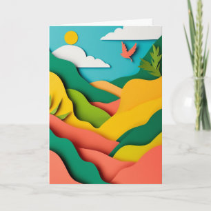 Sunlit Layered Paper Landscape Card