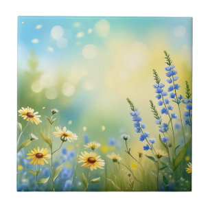 Sunlit Meadow Watercolor Tile