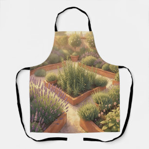 Sunlit Mediterranean Herb Garden Lavender Rosemary Apron