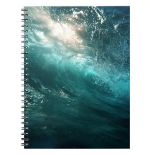 Sunlit Ocean Wave Curl Underwater Photo Notebook