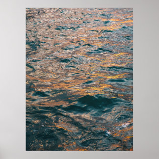 Sunlit Ocean Waves - Reflective Nature Photography Poster