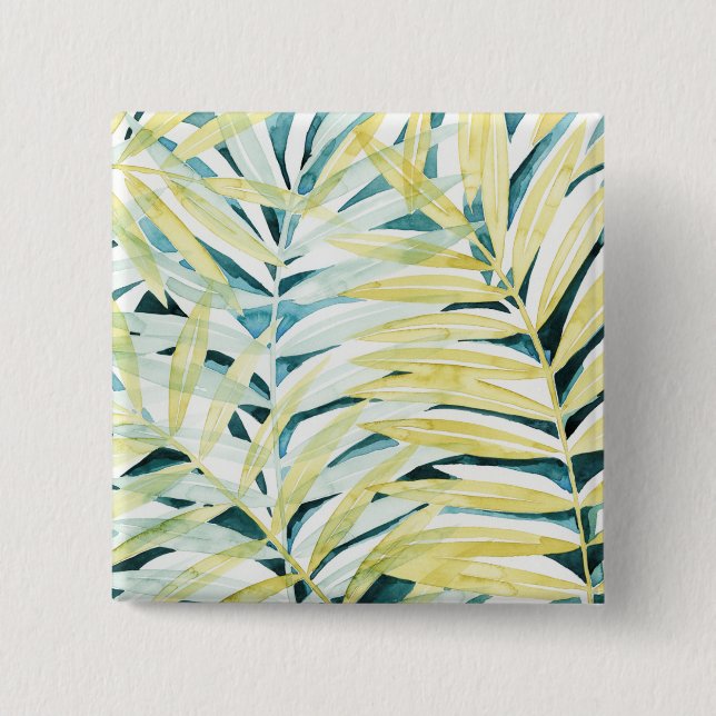 Sunlit Palms - Palm Tree Leaves 2 Inch Square Button (Front)