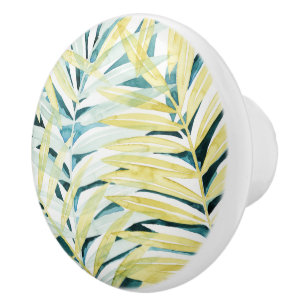 Sunlit Palms - Palm Tree Leaves Ceramic Knob