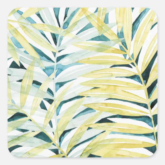 Sunlit Palms - Palm Tree Leaves Square Sticker (Front)
