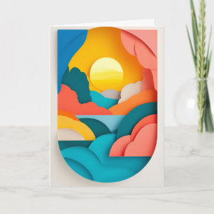 Sunlit Paper Cutout Landscape Card