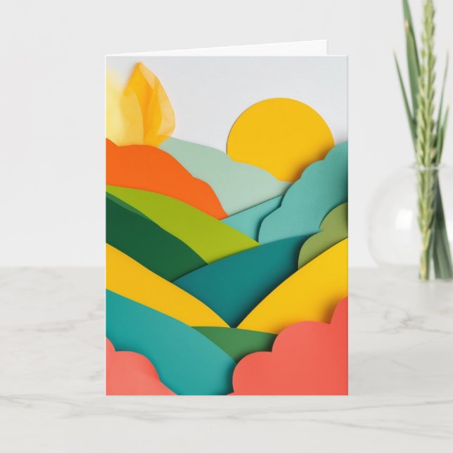 Sunlit Paper Mountains Card (Front)