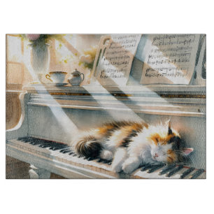 Sunlit Piano Cat Cottagecore Dream Cutting Board