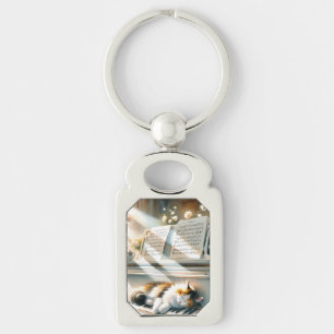 Sunlit Piano Cat Cottagecore Dream Keychain