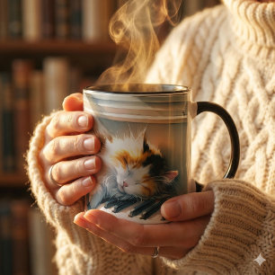 Sunlit Piano Cat Cottagecore Dream Mug