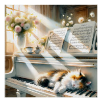 Sunlit Piano Cat Cottagecore Dream