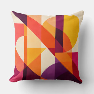 Sunlit Plum Orange Geometric Abstract Throw Pillow