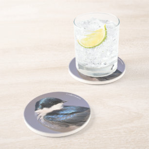 Sunlit Profile of a Tree Swallow Songbird Coaster
