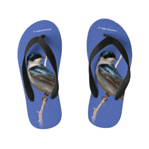 Sunlit Profile of a Tree Swallow Songbird Kid's Flip Flops