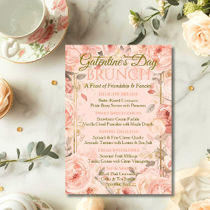 Sunlit Rococo Garden Galentine Brunch Florals Tea Invitation