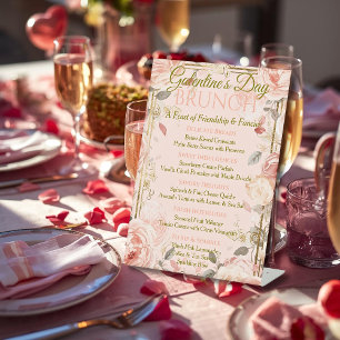 Sunlit Rococo Garden Galentine Brunch Florals Tea Pedestal Sign
