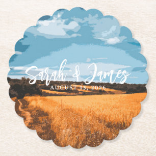 Sunlit Rustic Golden Wheat Summer Country Nature Paper Coaster