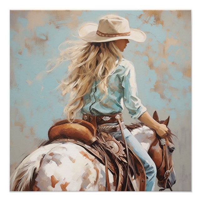 Sunlit Saddles: Cowgirl Wall Art (Front)