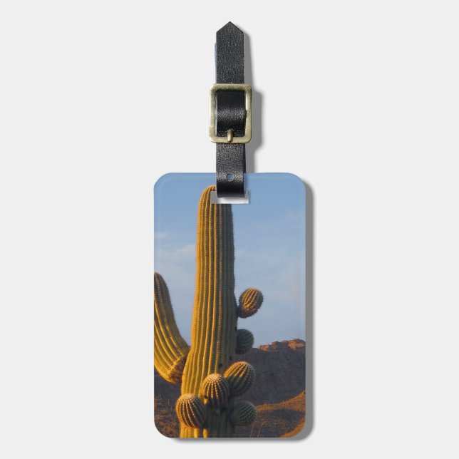 Sunlit Saguaro Cactus Customizable Luggage Tag (Front Vertical)