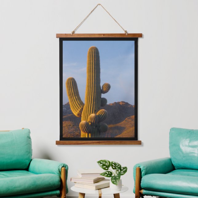 Sunlit Saguaro Cactus  Hanging Tapestry (Living Room)