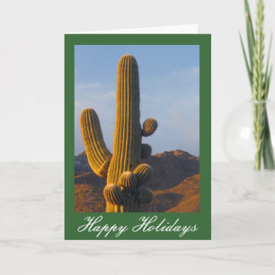 Sunlit Saguaro Cactus Holiday Greeting