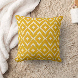 Sunlit Sands – Yellow Boho Moroccan Geometry Throw Pillow
