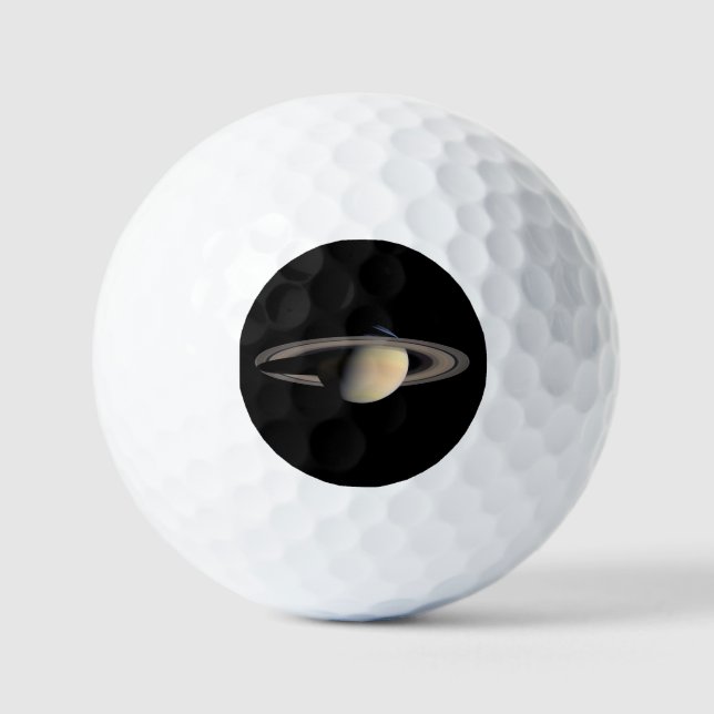 Sunlit Saturn Gas Giant Planet by Cassini Golf Balls (Front)