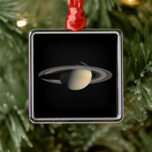 Sunlit Saturn Gas Giant Planet by Cassini Metal Ornament