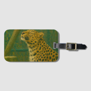 Sunlit Silence – Resting Leopard in Forest Light Luggage Tag