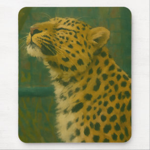 Sunlit Silence – Resting Leopard in Forest Light Mouse Pad