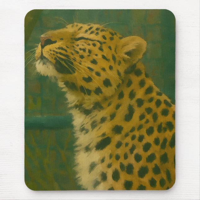 Sunlit Silence – Resting Leopard in Forest Light Mouse Pad (Front)