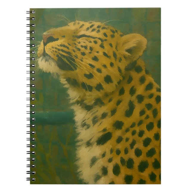 Sunlit Silence – Resting Leopard in Forest Light Notebook (Front)